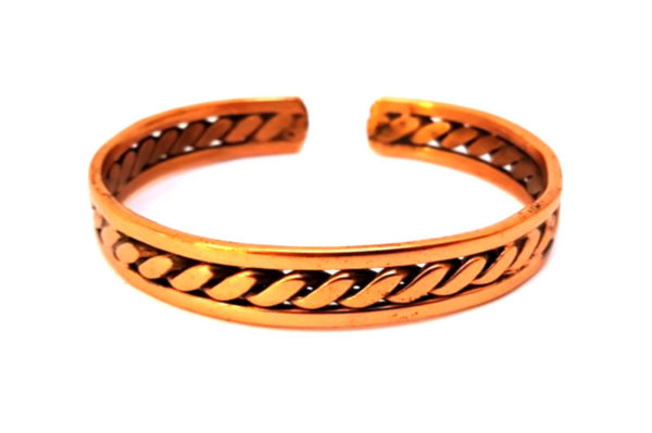 Fancy 3 Bands Heavy Copper Bangle